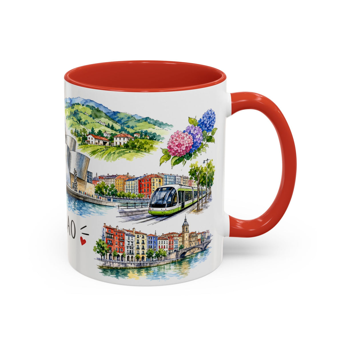 Bilbao Illustrated Travel Mug | City Souvenir Accent Coffee Mug | 11oz 15oz Ceramic Cup