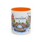 Amsterdam Travel Mug | European City Souvenir Accent Coffee Mug | 11oz 15oz Ceramic Cup