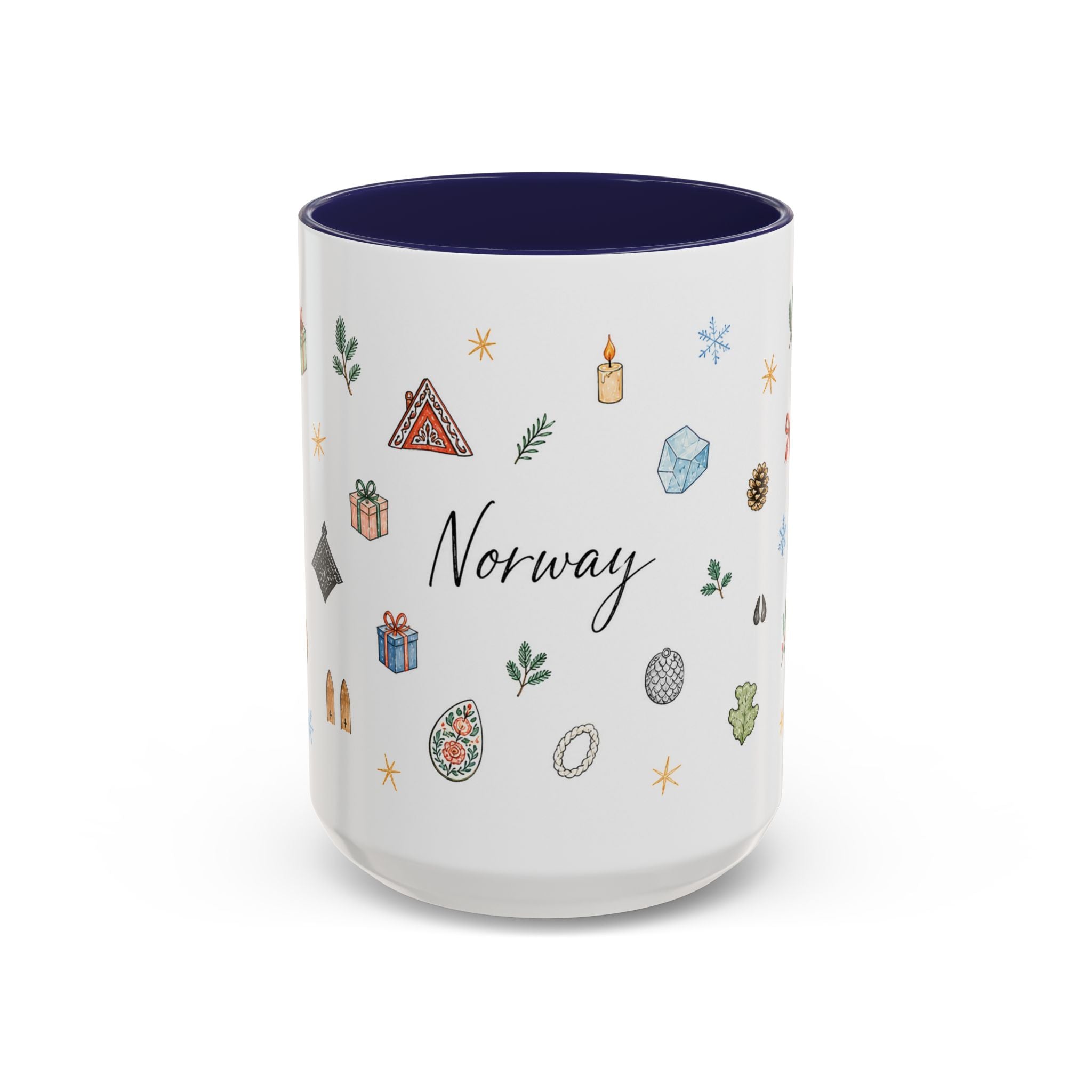 Norway Christmas Mug | Watercolor Travel Souvenir | Holiday Gift | Accent Ceramic Coffee Cup 11oz 15oz