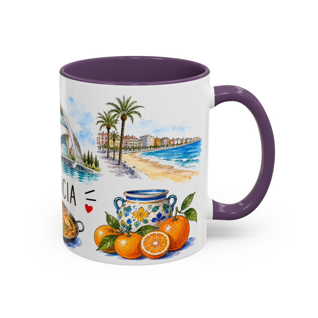 Valencia Illustrated Travel Mug | City Souvenir Accent Coffee Mug | 11oz 15oz Ceramic Cup
