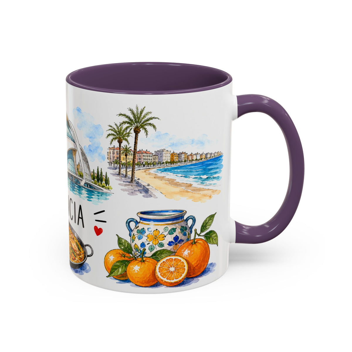 Valencia Illustrated Travel Mug | City Souvenir Accent Coffee Mug | 11oz 15oz Ceramic Cup