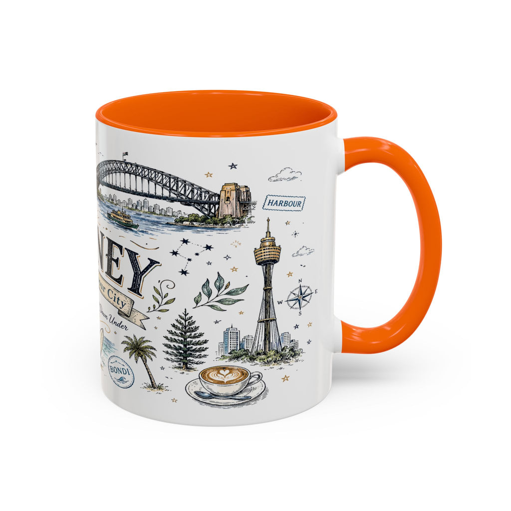 Sydney Coffee Mug | Australia Souvenir Travel Gift | Accent Color Ceramic 11oz 15oz