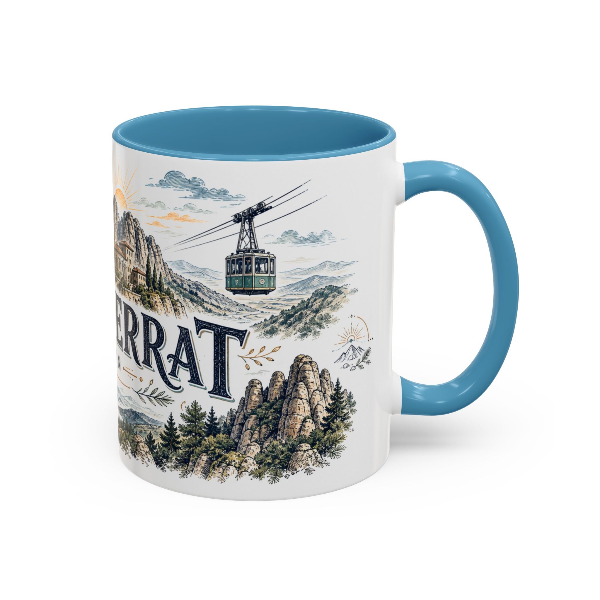 Montserrat Mug, Spain Travel Souvenir, Bucket List Gift, Accent Ceramic Coffee Mug 11oz 15oz