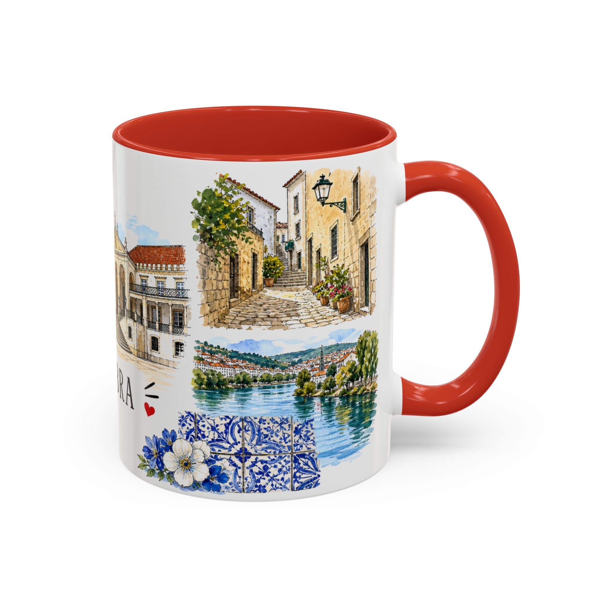 Coimbra Illustrated Travel Mug | City Souvenir Accent Coffee Mug | 11oz 15oz Ceramic Cup