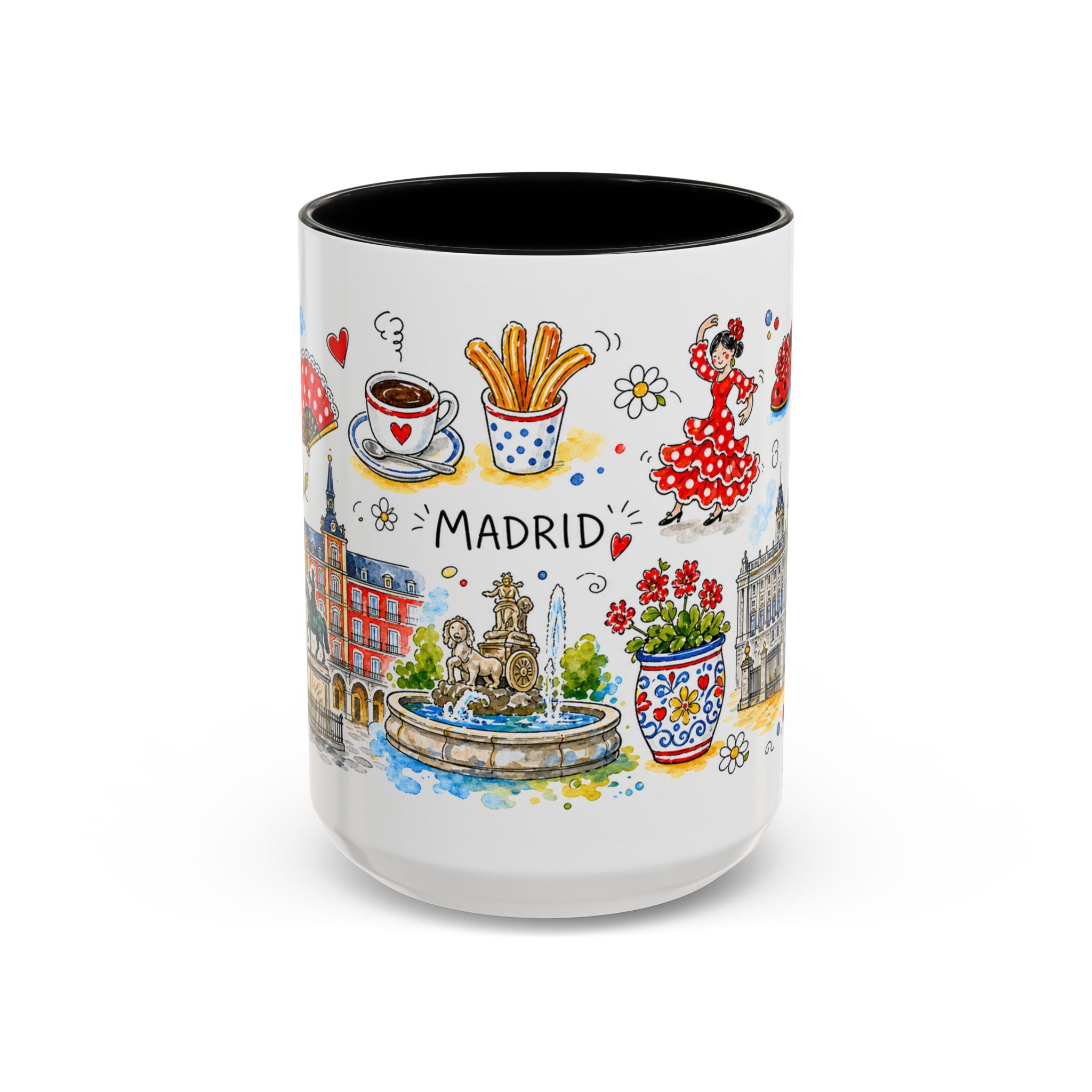 Madrid Travel Mug | European City Souvenir Accent Coffee Mug | 11oz 15oz Ceramic Cup