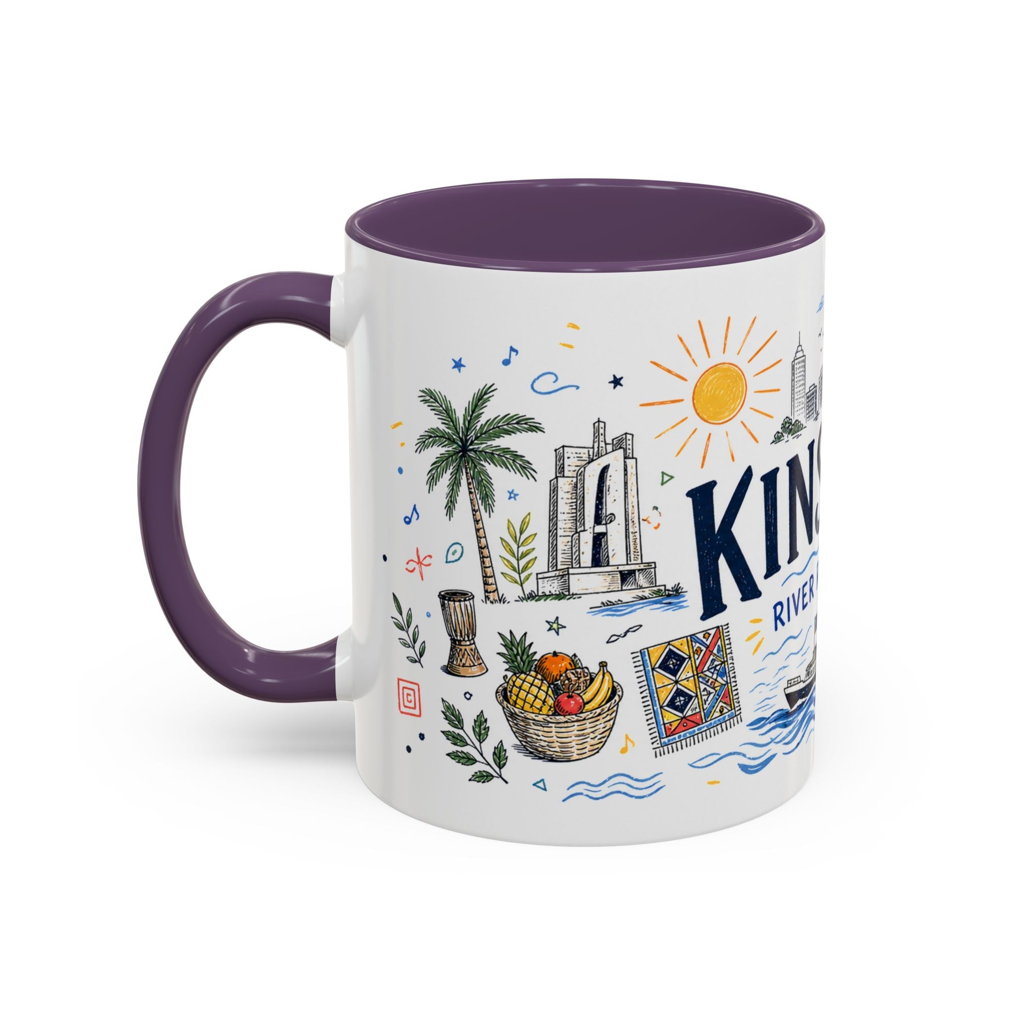 Kinshasa Coffee Mug | DR Congo Souvenir Travel Gift | Accent Color Ceramic 11oz 15oz
