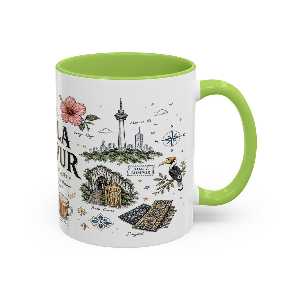 Kuala Lumpur Coffee Mug | Malaysia Souvenir Travel Gift | Accent Color Ceramic 11oz 15oz