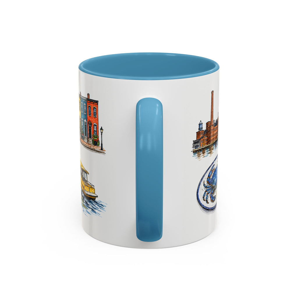 Baltimore Illustrated Travel Mug | City Souvenir Accent Coffee Mug | 11oz 15oz Ceramic Cup