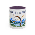 Sagittarius Zodiac Coffee Mug | Bow and Arrow Design | Astrology Birthday Gift | 11 oz 15 oz Ceramic Accent Mug