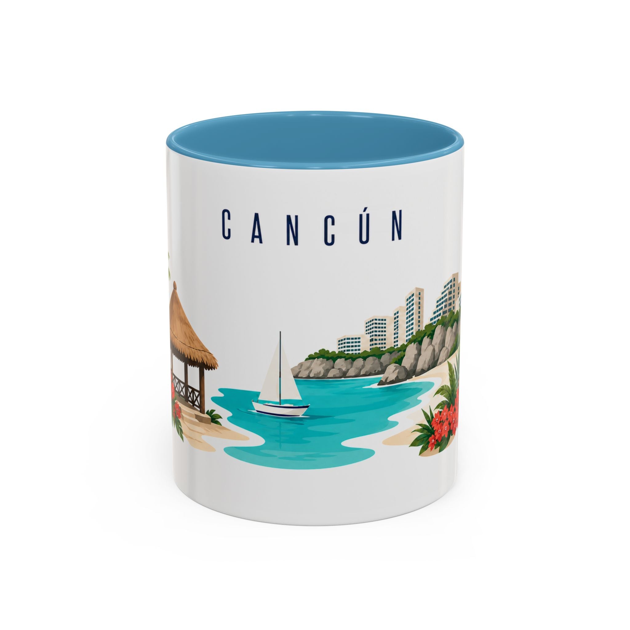 Cancún Coffee Mug | Mexico Travel Souvenir | Porcelain Decal City Gift | 11oz 15oz Accent Mug