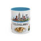 Cleveland Illustrated Travel Mug | City Souvenir Accent Coffee Mug | 11oz 15oz Ceramic Cup