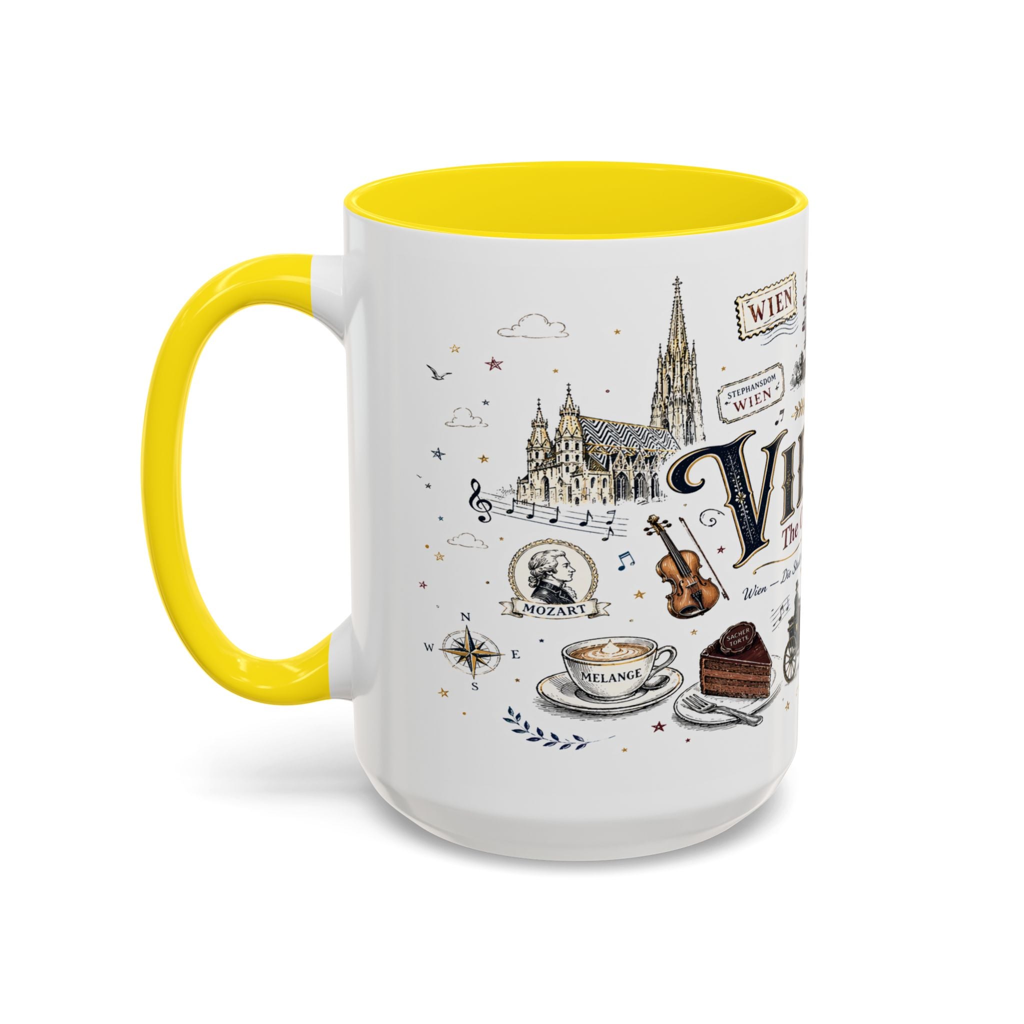 Vienna Coffee Mug | Austria Souvenir Travel Gift | Accent Color Ceramic 11oz 15oz
