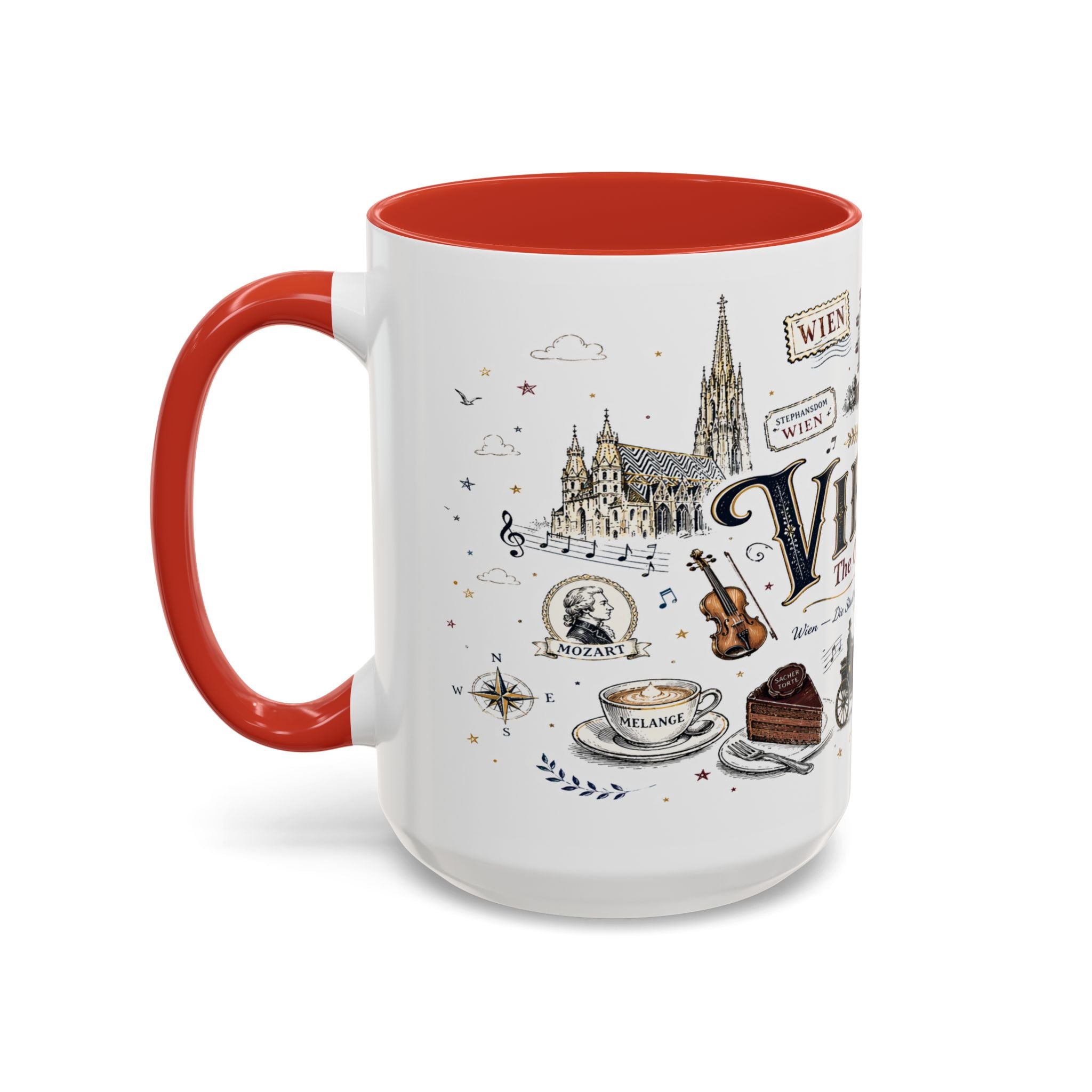 Vienna Coffee Mug | Austria Souvenir Travel Gift | Accent Color Ceramic 11oz 15oz