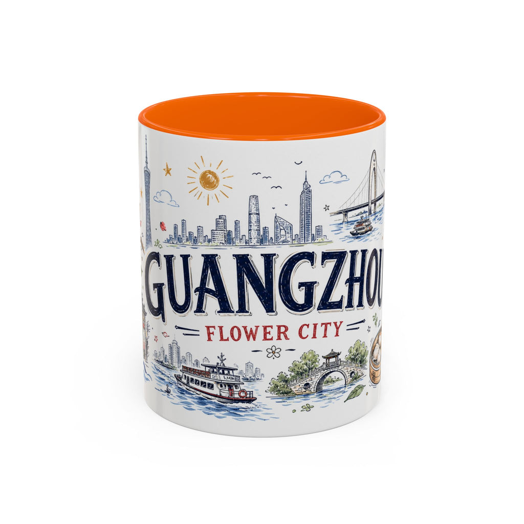 Guangzhou Coffee Mug | China Souvenir Travel Gift | Accent Color Ceramic 11oz 15oz