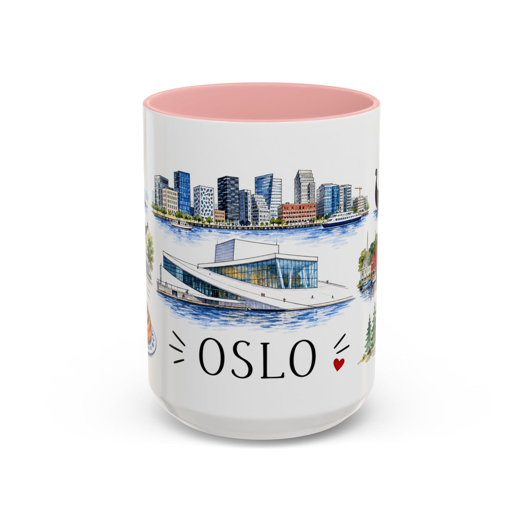 Oslo Illustrated Travel Mug | City Souvenir Accent Coffee Mug | 11oz 15oz Ceramic Cup