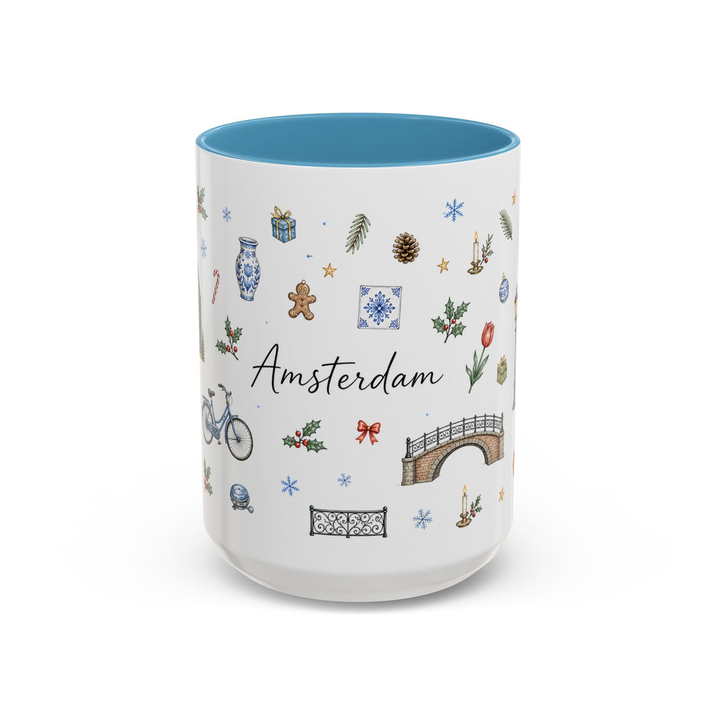 Amsterdam Christmas Watercolor Mug | Festive City Souvenir Coffee Cup
