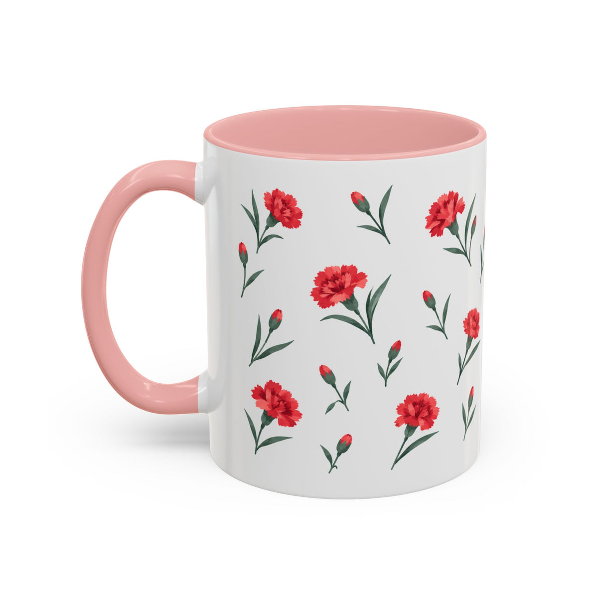Ohio Scarlet Carnation Mug, State Flower Floral Coffee Cup, 11oz Botanical Gift
