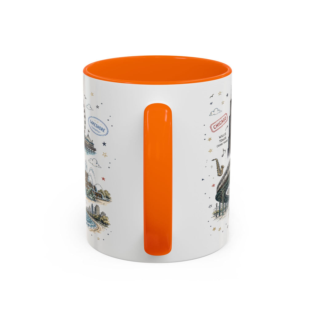 Chicago Coffee Mug | Illinois Souvenir City Gift | Accent Color Ceramic 11oz 15oz