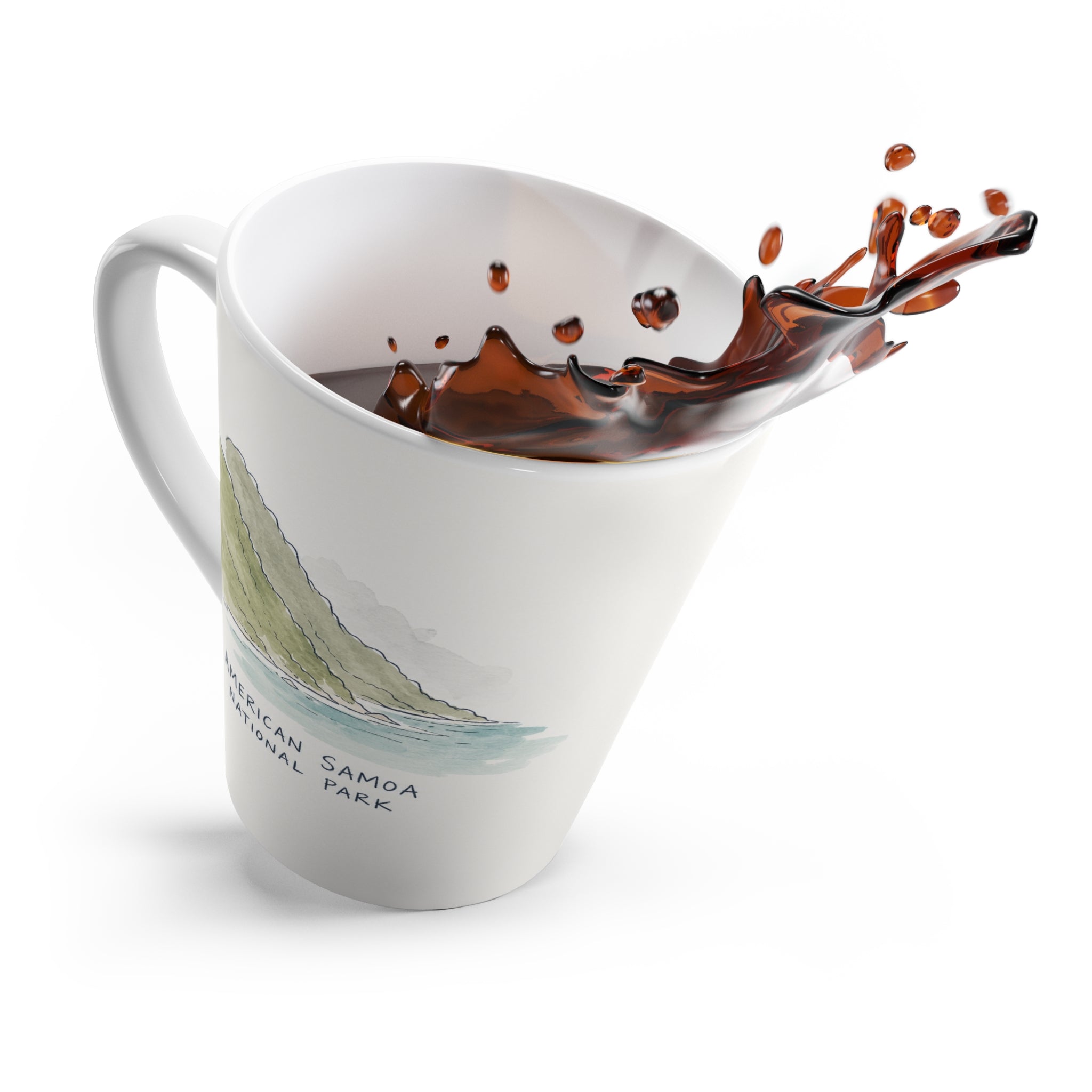 American Samoa National Park Latte Mug | Pastel Watercolor Nature Coffee Cup | 12 oz Travel Souvenir Gift