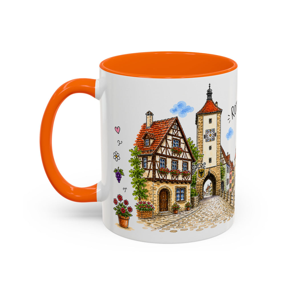 Rothenburg Illustrated Travel Mug | Germany Souvenir Accent Coffee Mug | 11oz 15oz Ceramic Cup