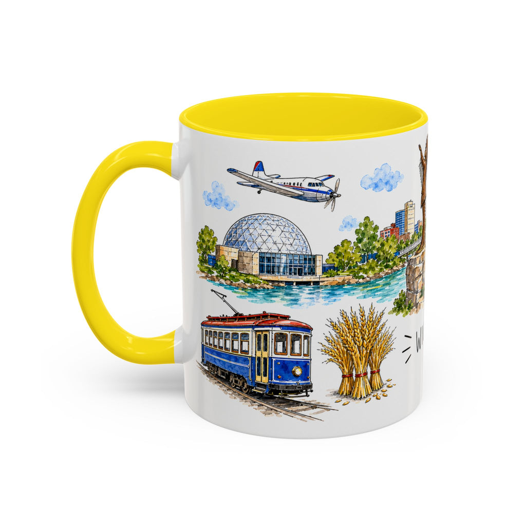 Wichita Illustrated Travel Mug | City Souvenir Accent Coffee Mug | 11oz 15oz Ceramic Cup