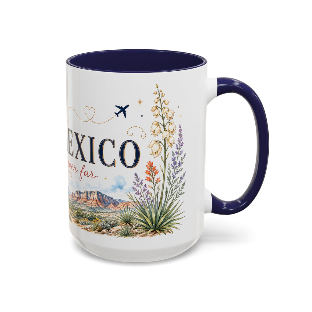 New Mexico State Map Mug | Desert Scenery, Yucca Flower Accent Coffee Cup