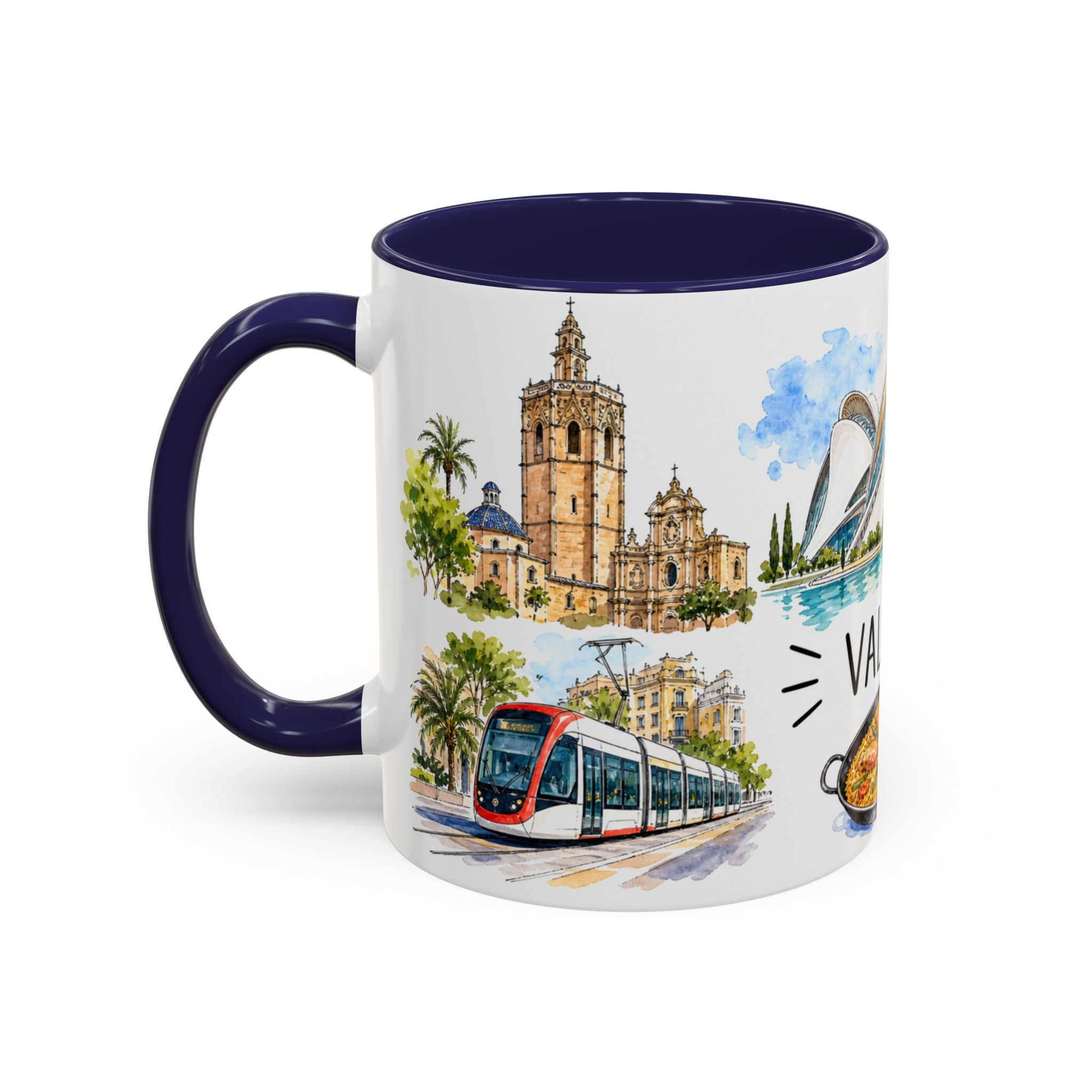 Valencia Illustrated Travel Mug | City Souvenir Accent Coffee Mug | 11oz 15oz Ceramic Cup
