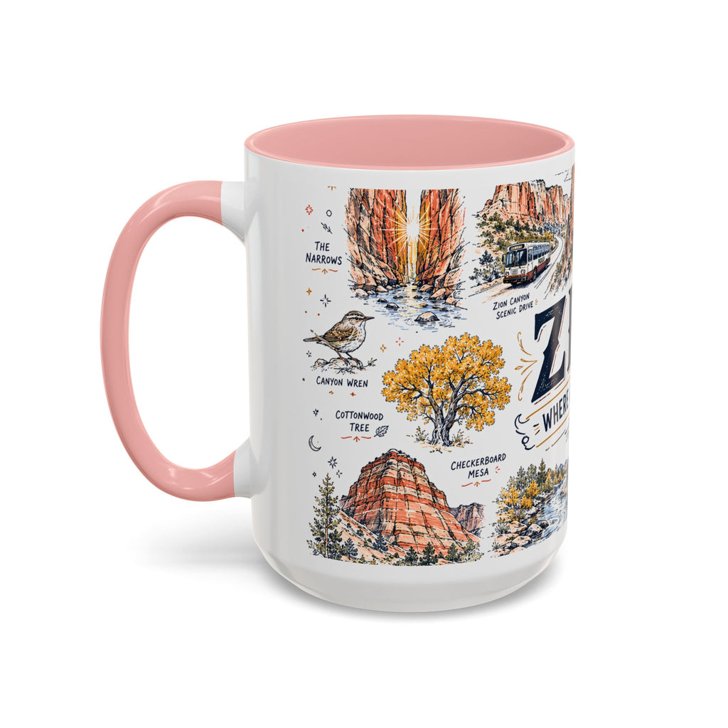 Zion National Park Coffee Mug | Hiking Camping Nature Gift | Accent Color Ceramic 11oz 15oz