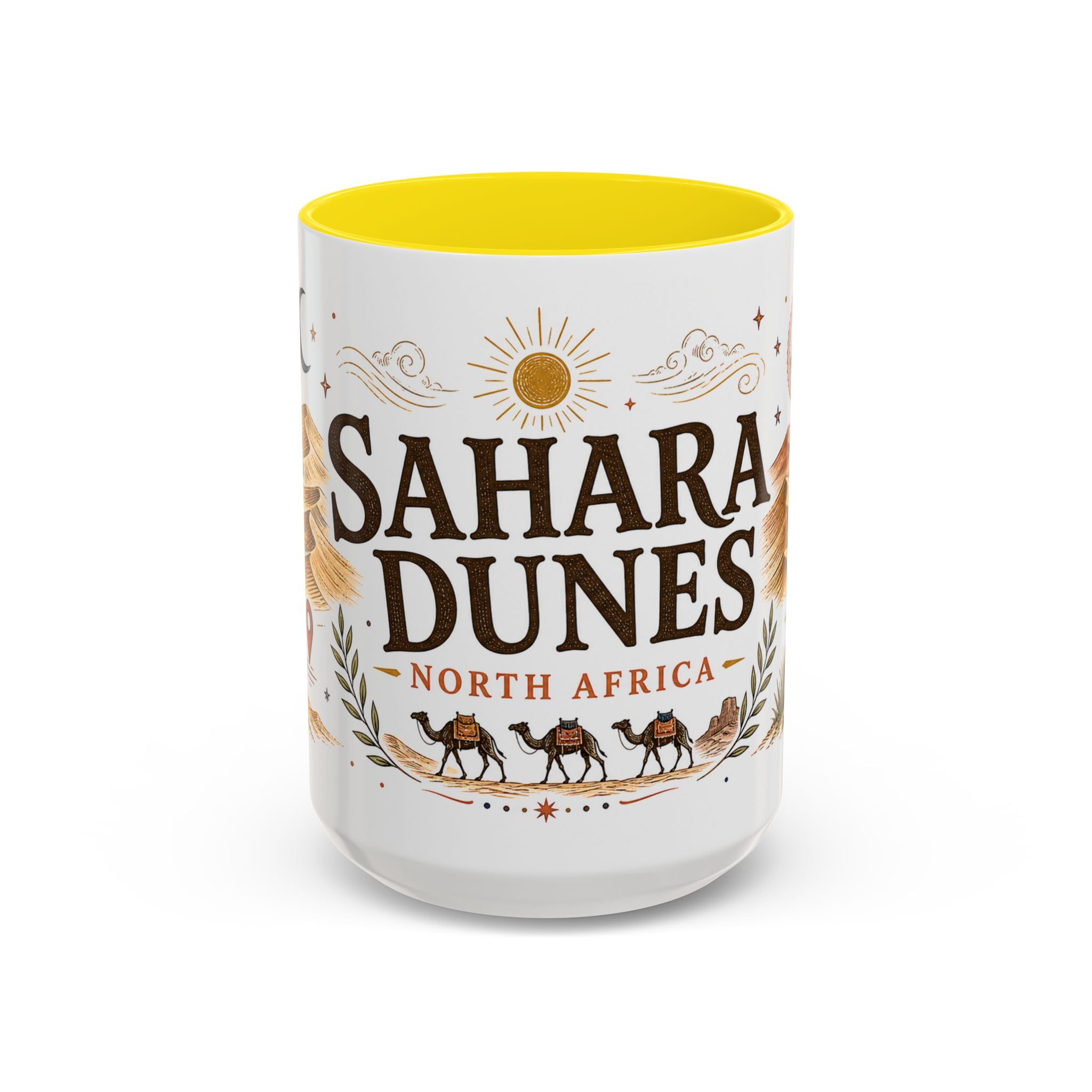 Sahara Dunes Coffee Mug | Travel Destination Souvenir Gift | Accent Color Ceramic 11oz 15oz