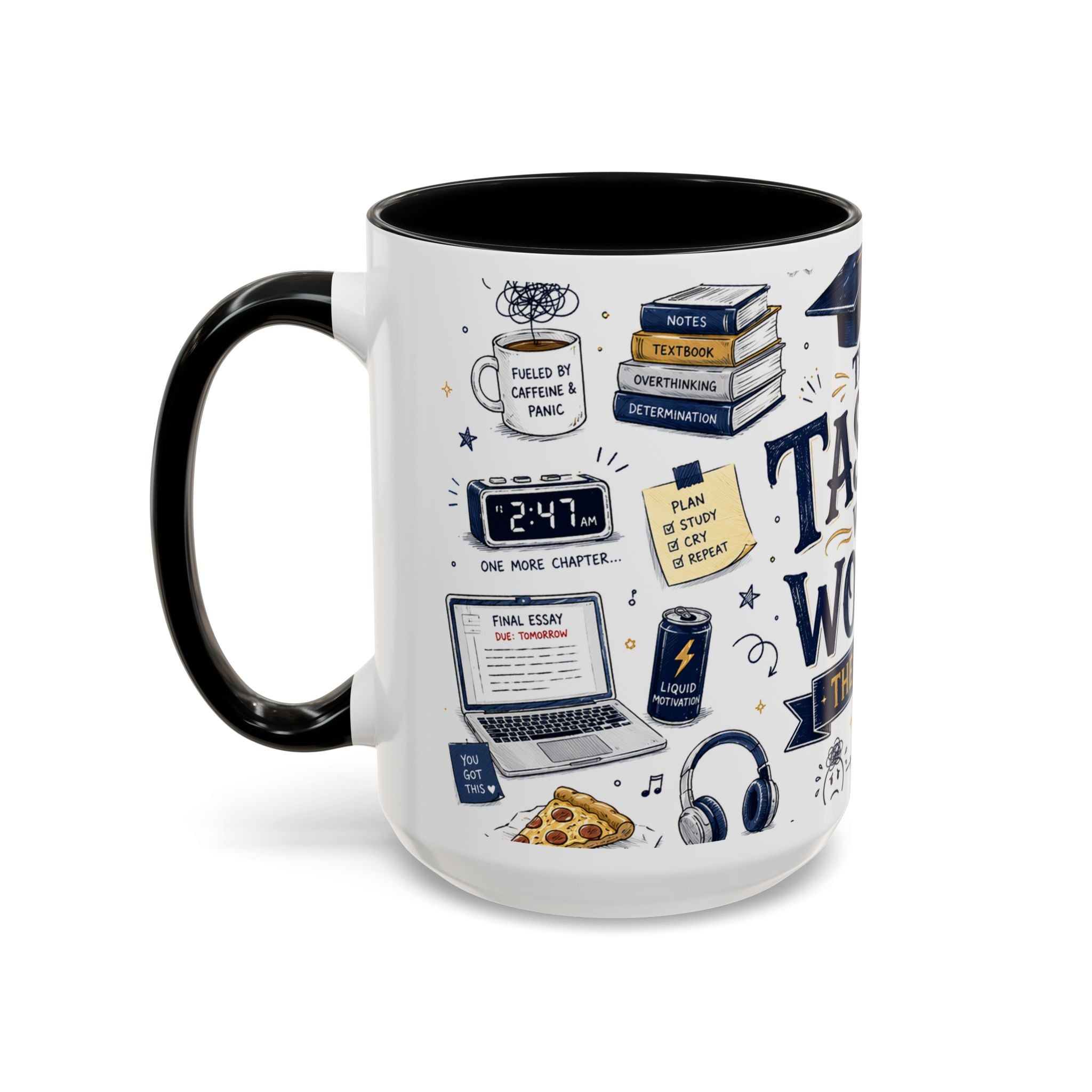 The Tassel Was Worth the Hassle Coffee Mug | Funny Graduation Gift 2026 | Accent Color Ceramic 11oz 15oz