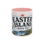 Easter Island Coffee Mug | Travel Destination Souvenir Gift | Accent Color Ceramic 11oz 15oz