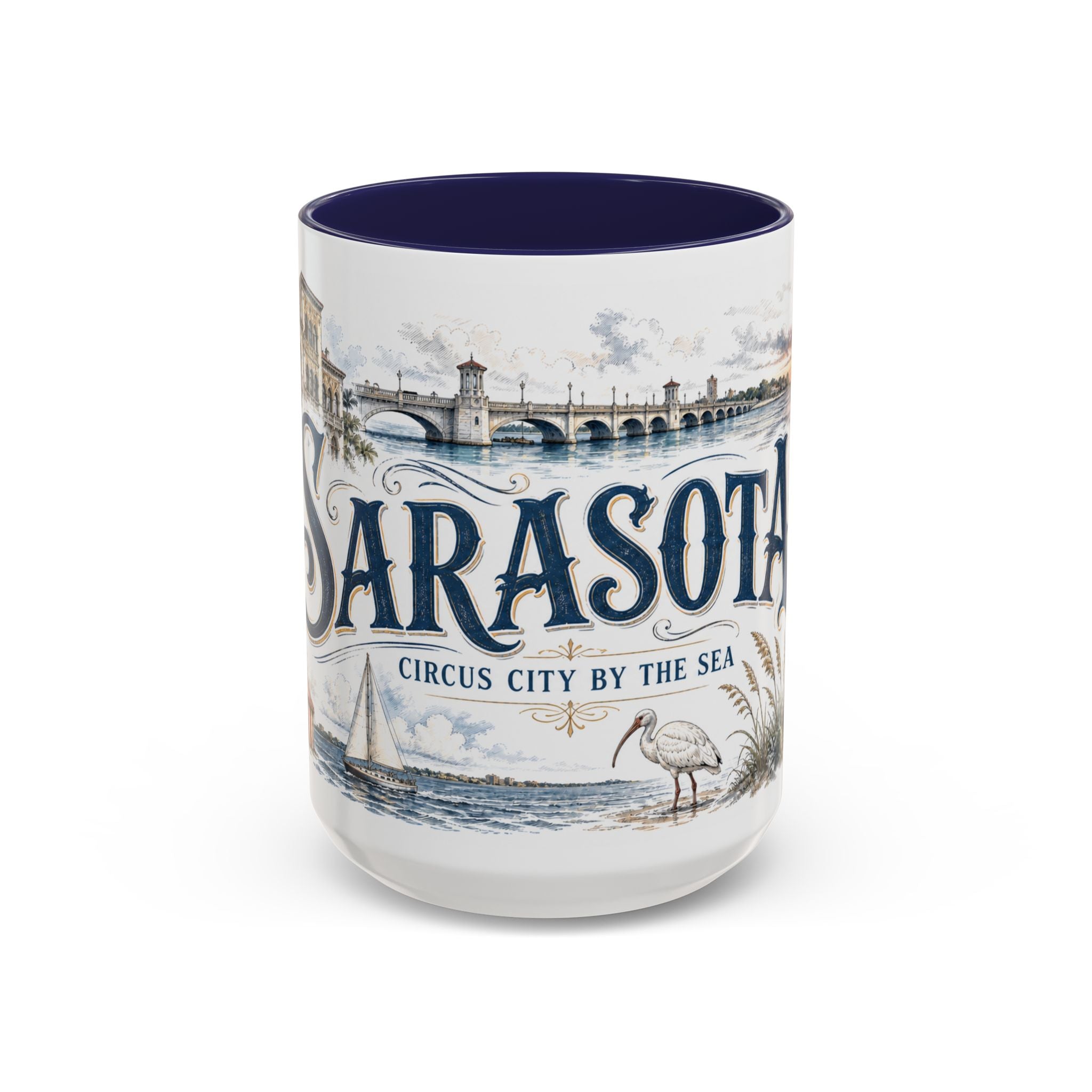 Sarasota Coffee Mug | United States Travel Souvenir | Vintage Illustrated City Gift | 11 oz 15 oz Accent Mug