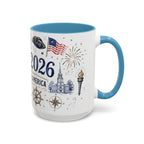 America 250 Coffee Mug | 1776-2026 Patriotic 4th of July Gift | Accent Color Ceramic 11oz 15oz