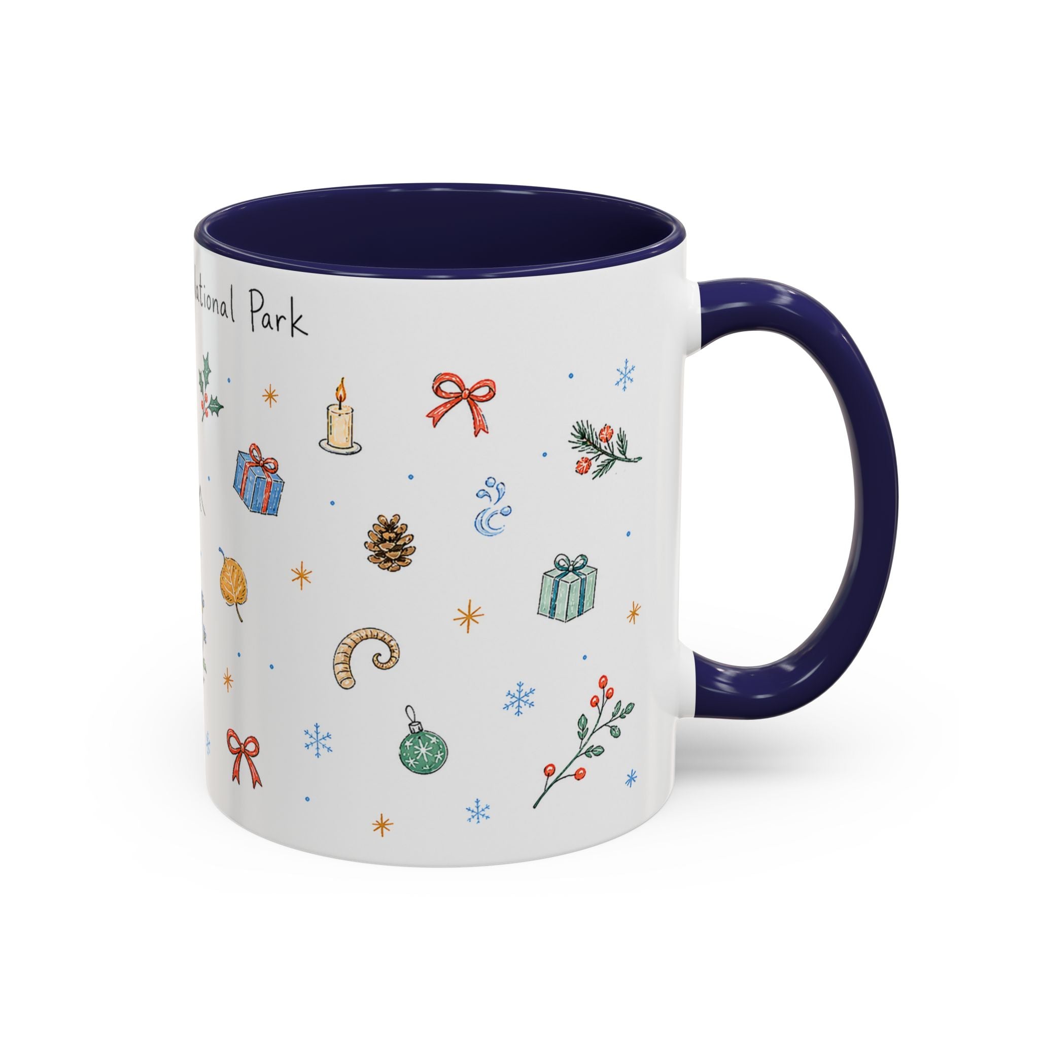 Rocky Mountain National Park Christmas Mug | Watercolor Travel Souvenir | Holiday Gift | Accent Ceramic Coffee Cup 11oz 15oz