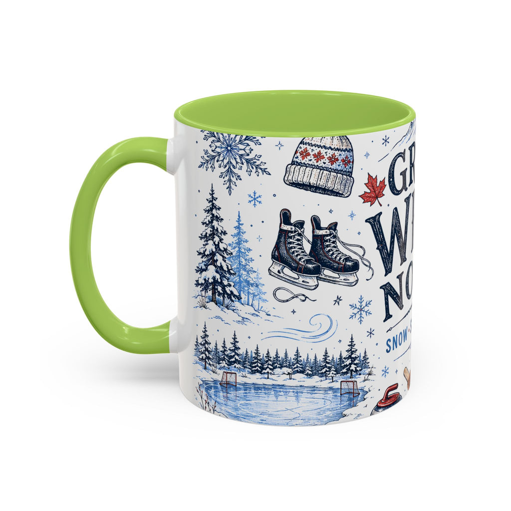 Great White North Coffee Mug | Canadian Pride Gift | Accent Color Ceramic 11oz 15oz