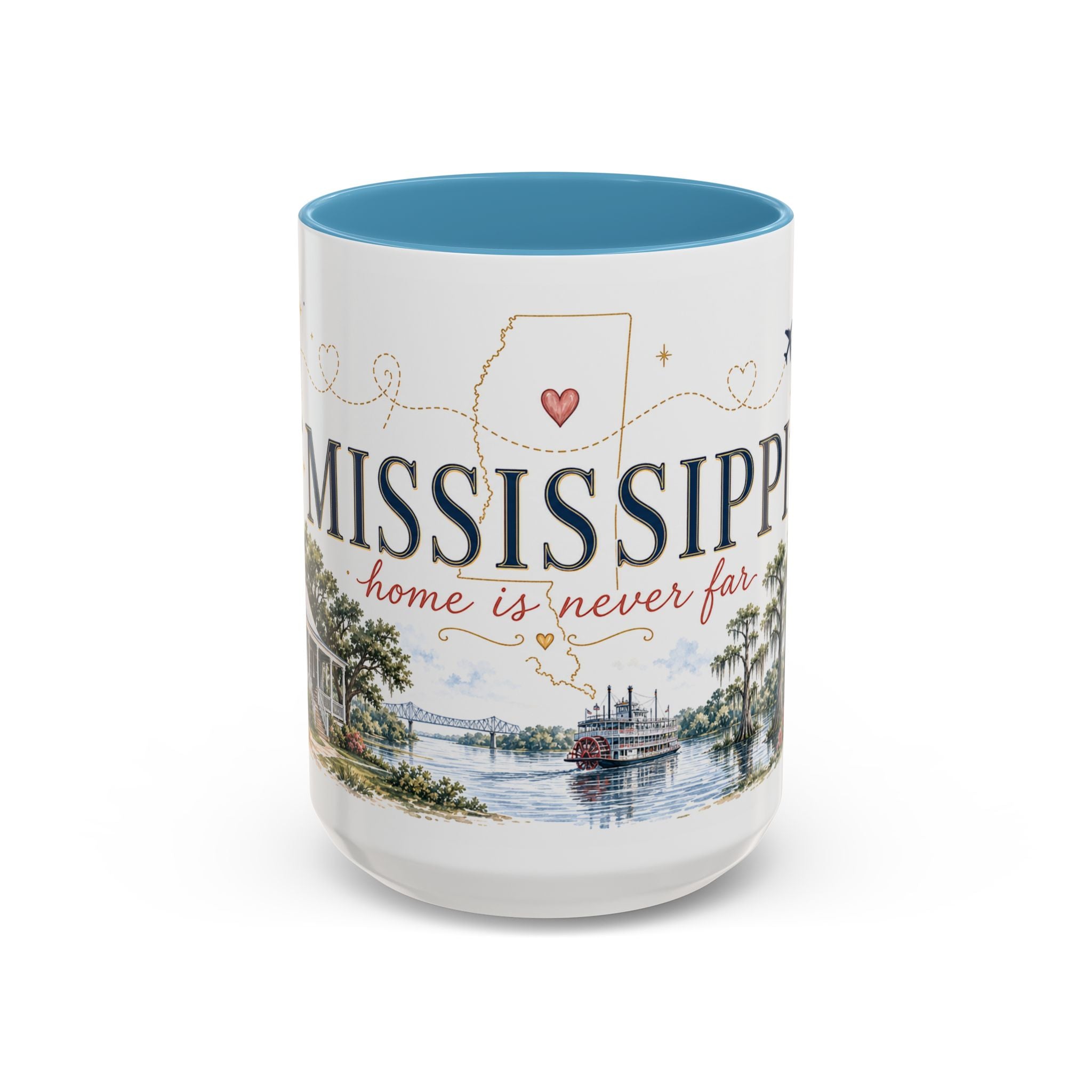 Mississippi State Map Mug | Moving Away, Homesick Gift | Botanical Accent Coffee Cup