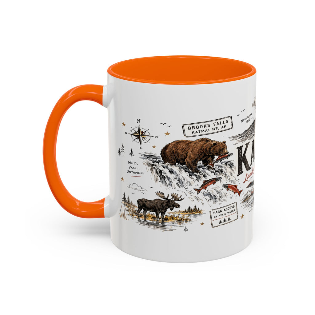 Katmai National Park Coffee Mug | Alaska Bear Watching Wildlife Gift | Accent Color Ceramic 11oz 15oz