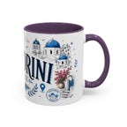 Santorini Coffee Mug | Travel Destination Souvenir Gift | Accent Color Ceramic 11oz 15oz