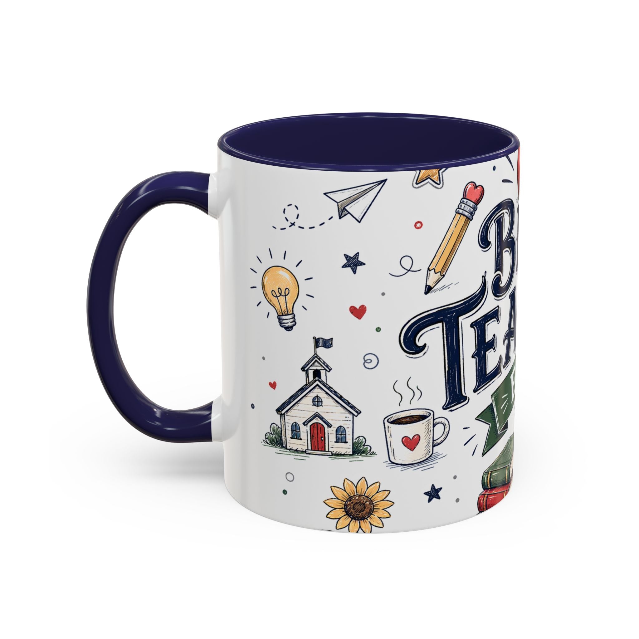 Best Teacher Ever Coffee Mug | Teacher Appreciation Gift | Accent Color Ceramic 11oz 15oz