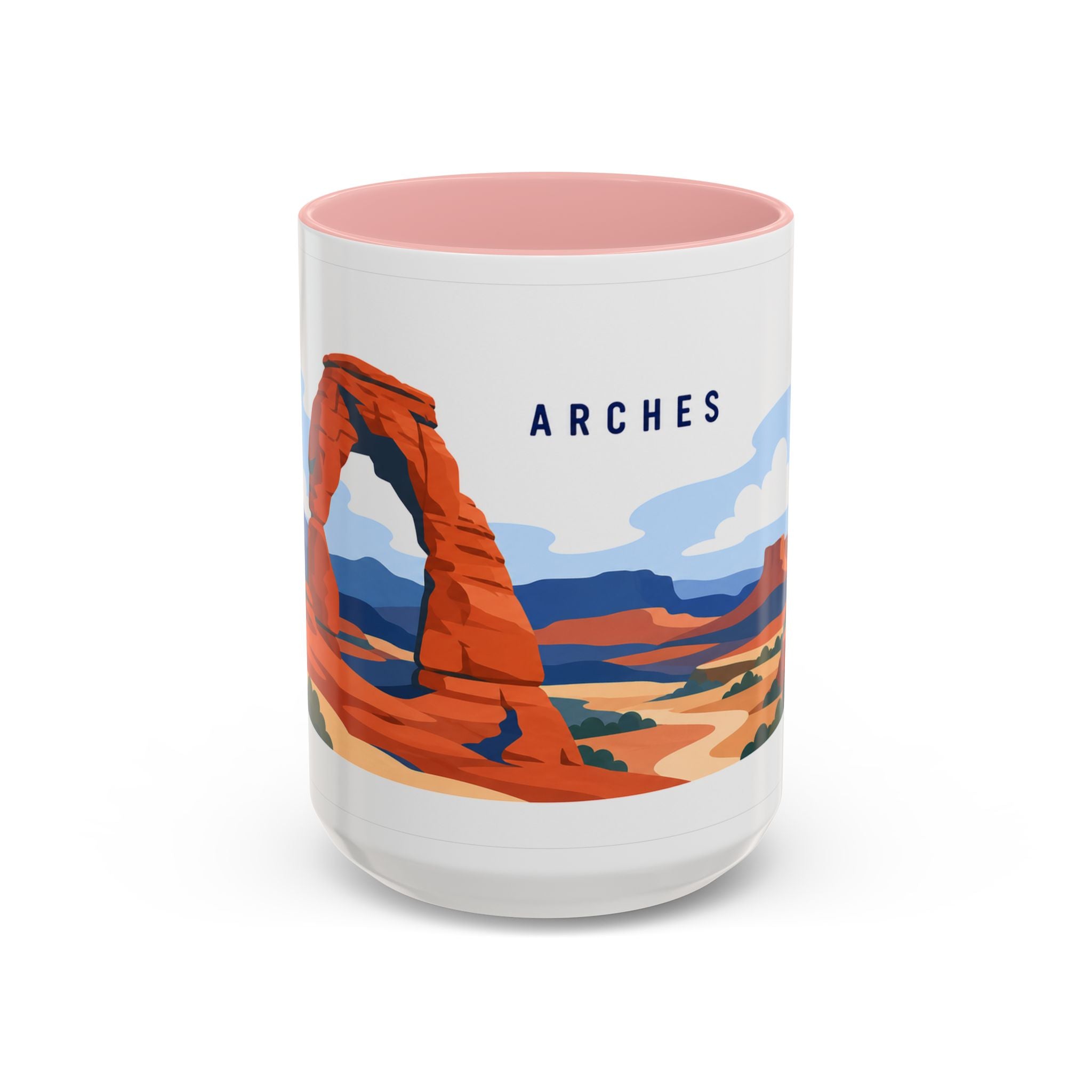 Arches National Park Coffee Mug | Solid Color Block Park Souvenir | 11oz 15oz Accent Mug