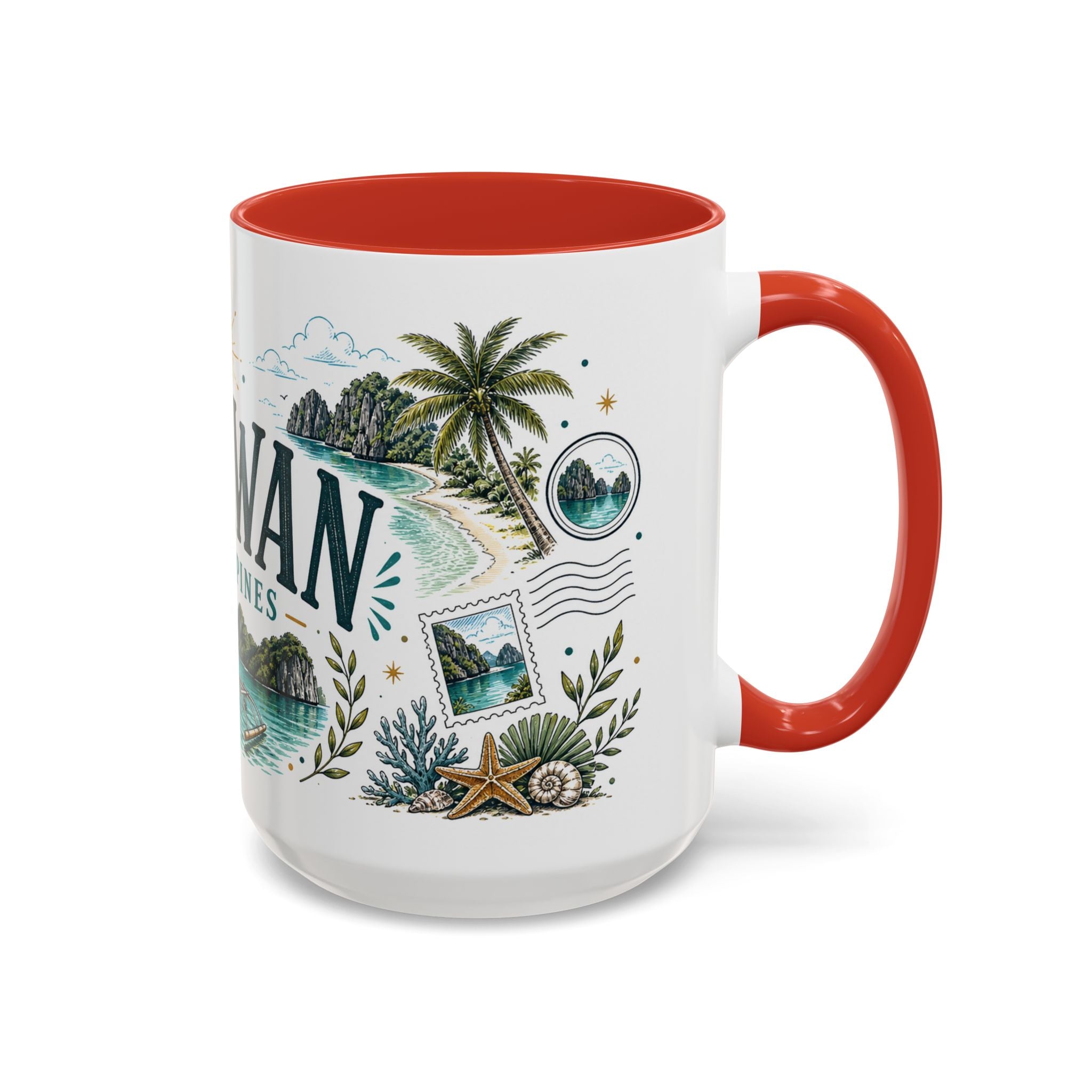 Palawan Coffee Mug | Travel Destination Souvenir Gift | Accent Color Ceramic 11oz 15oz