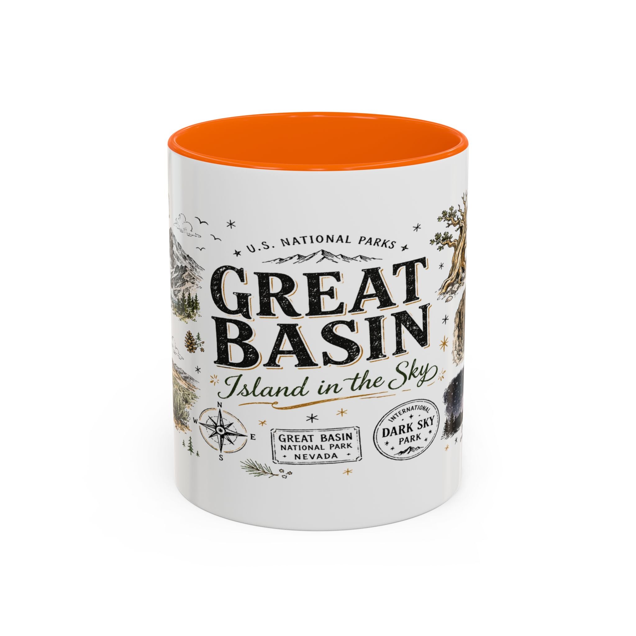 Great Basin National Park Coffee Mug | Nevada Desert Stargazing Hiking Gift | Accent Color Ceramic 11oz 15oz