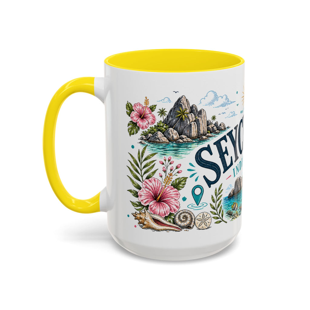 Seychelles Coffee Mug | Travel Destination Souvenir Gift | Accent Color Ceramic 11oz 15oz