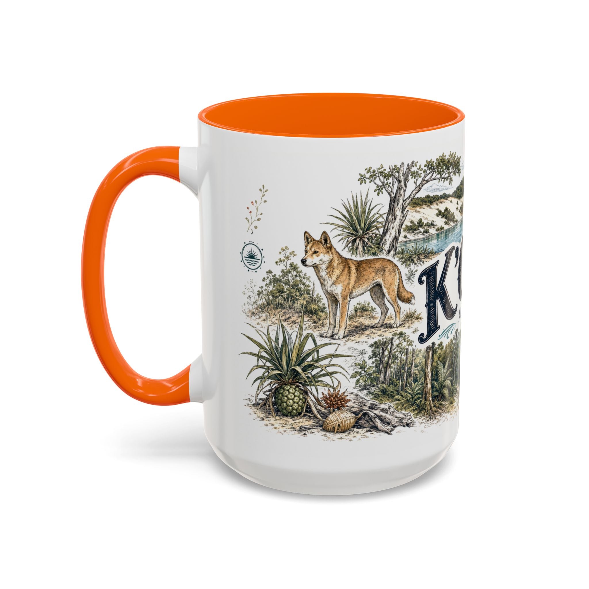 K'gari Mug, Australia Travel Souvenir, Bucket List Gift, Accent Ceramic Coffee Mug 11oz 15oz