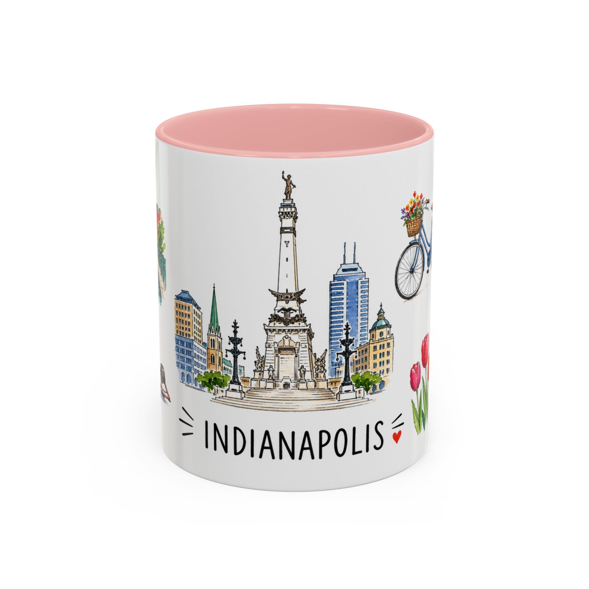 Indianapolis Illustrated Travel Mug | City Souvenir Accent Coffee Mug | 11oz 15oz Ceramic Cup