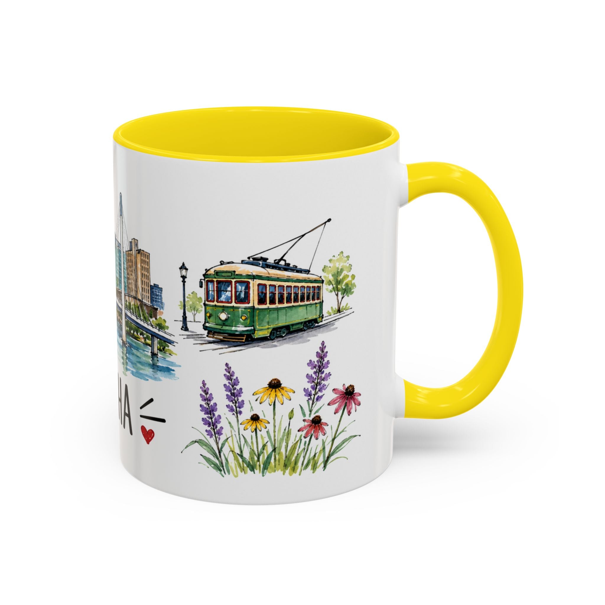 Omaha Illustrated Travel Mug | City Souvenir Accent Coffee Mug | 11oz 15oz Ceramic Cup