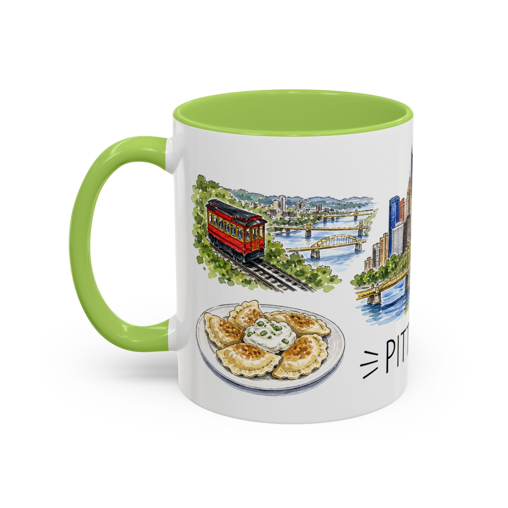 Pittsburgh Illustrated Travel Mug | City Souvenir Accent Coffee Mug | 11oz 15oz Ceramic Cup