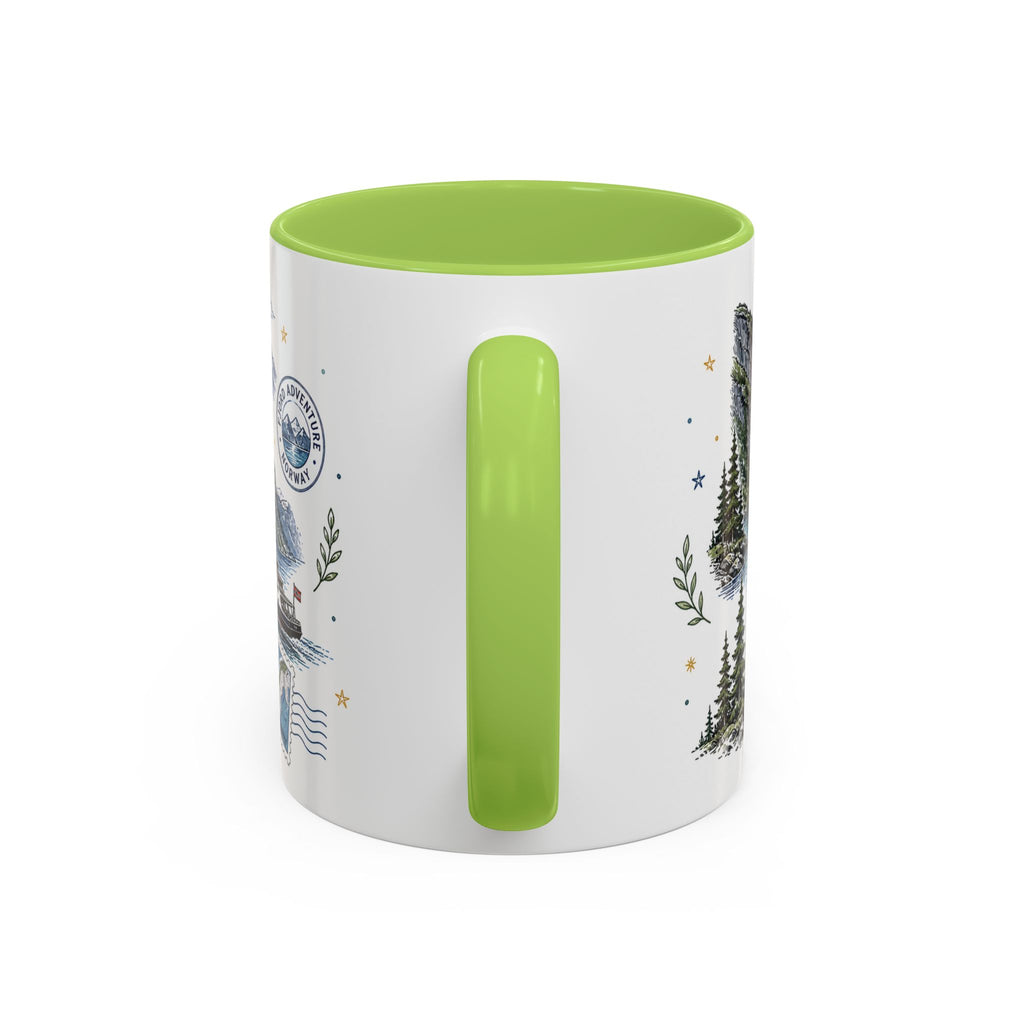 Norwegian Fjords Coffee Mug | Travel Destination Souvenir Gift | Accent Color Ceramic 11oz 15oz