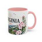 West Virginia State Map Mug | Appalachian Bridge, Rhododendron Accent Coffee Cup
