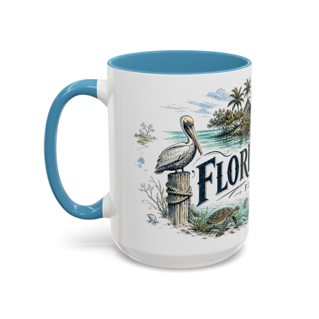 Florida Keys Mug, Florida Travel Souvenir, Bucket List Gift, Accent Ceramic Coffee Mug 11oz 15oz